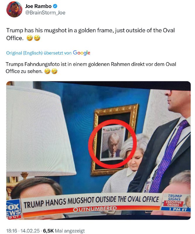 Trumps Fahndungsfoto ist in einem goldenen …