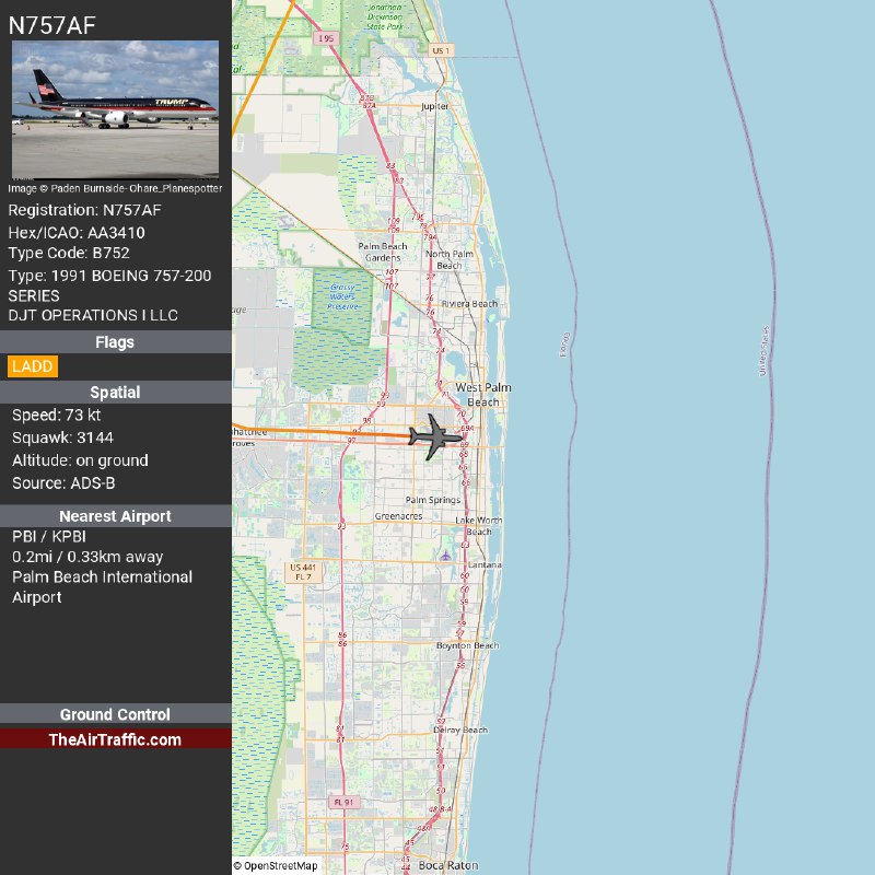 757AF Landed in West Palm Beach, …