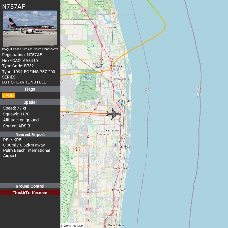 757AF Landed in West Palm Beach, …