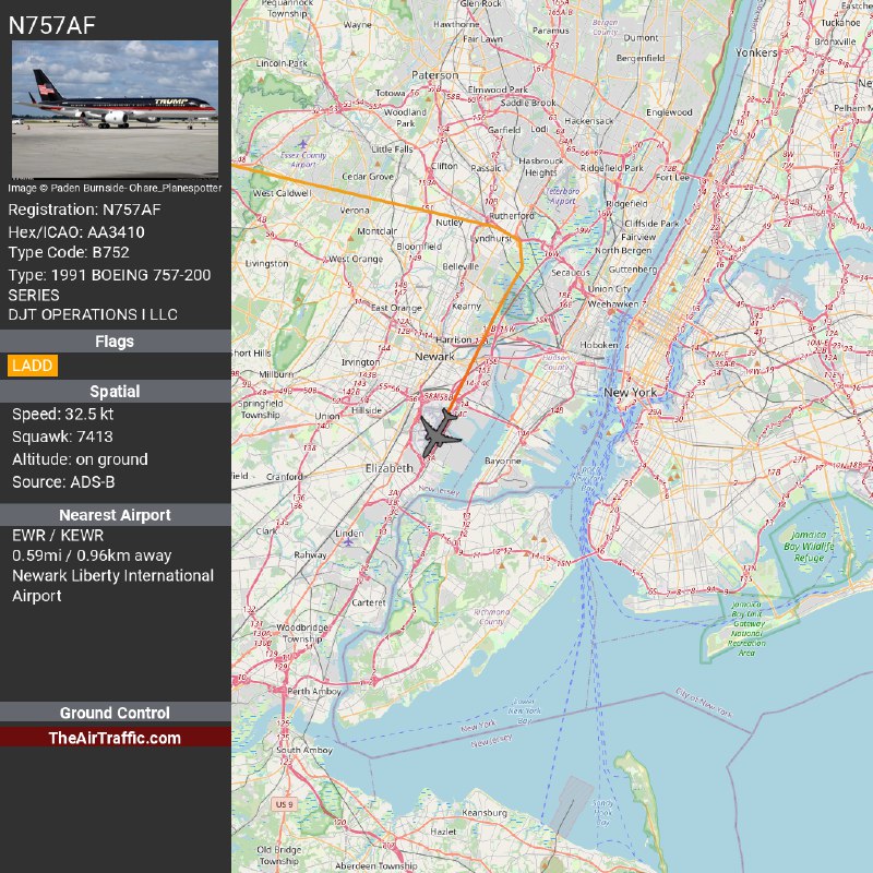 757AF Landed in Newark, New Jersey, …