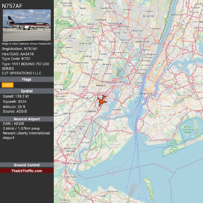 757AF Took off from Newark, New …