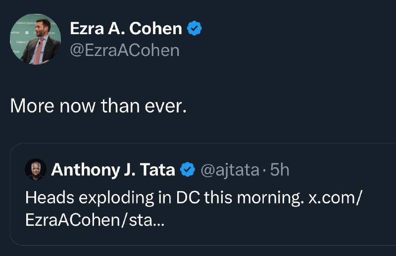 ***🔥***[Ezra Cohen:](https://x.com/ezraacohen/status/1856796895701549452?s=46&amp;t=B8vkb5zbYq6ridcjg9NygA) **Heads exploding in DC …