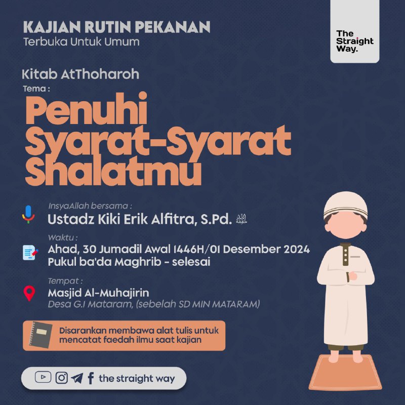 Insyaallah malam ini kajian di Masjid …