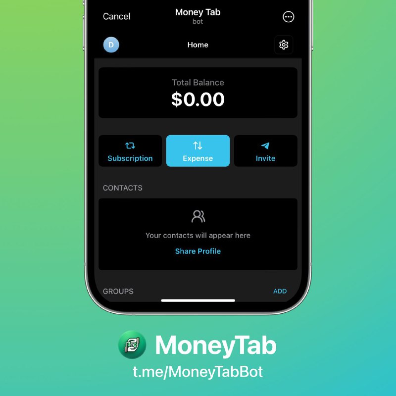 [**MoneyTab**](https://t.me/tapps_bot/center?startapp=app_moneytab-title286) **— Simplify your financial management**