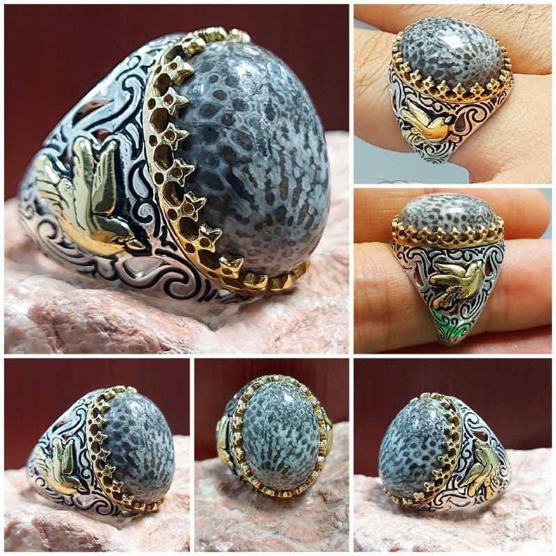 ***⚜***انگشتر با نگین زوعه (فسیل طبیعی)