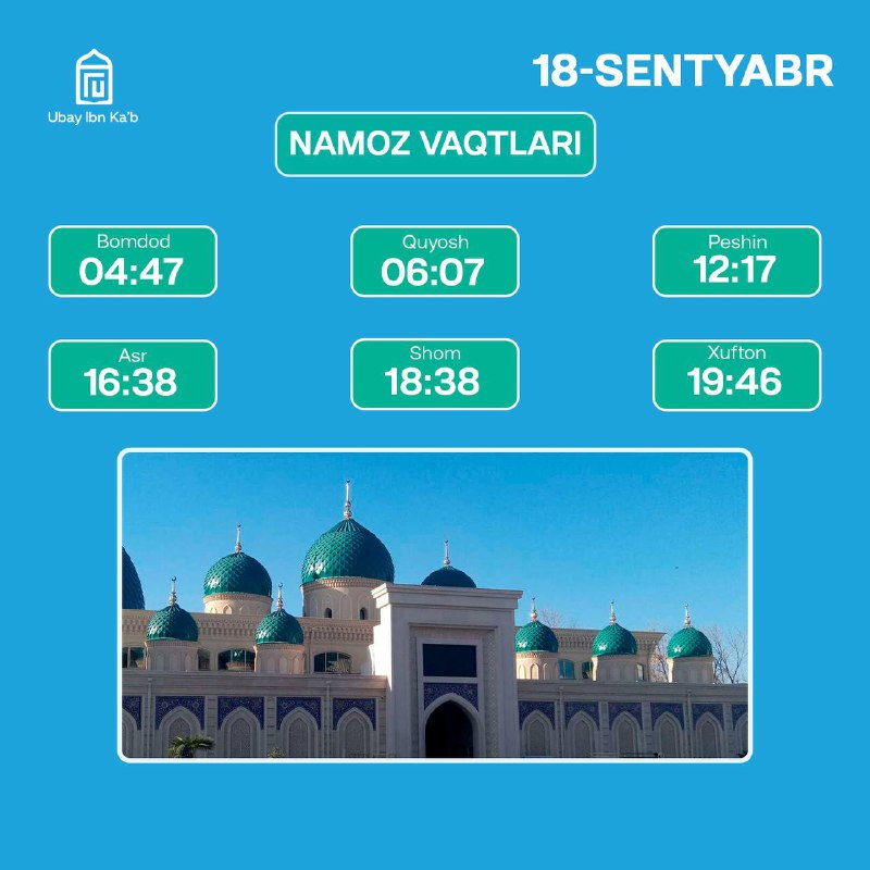 18-sentabr (Toshkent shahar vaqti bilan)