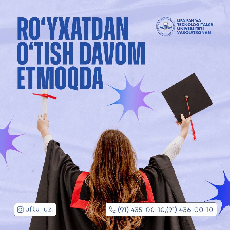 ***🎓*** **Ro'yhatdan o'tish davom etmoqda!**