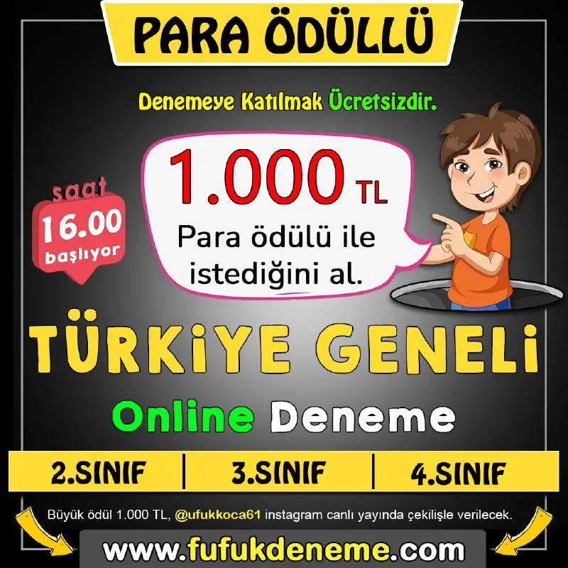 1.000 TL ödüllü Türkiye Geneli Online …