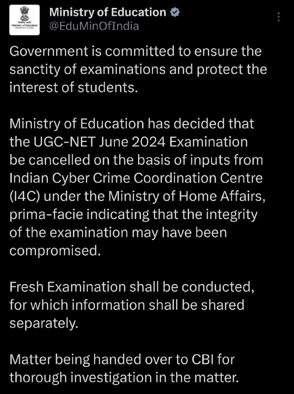 UGC NET June 2024 Cancelled