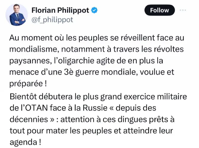 ***🇫🇷*** Lídr francouzského hnutí Patriots Florian …