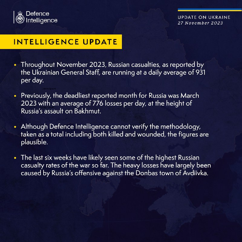 Latest Defence Intelligence update on the …