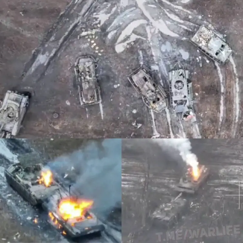Destroyed and damaged Russian armored vehicles …