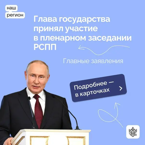 Президент РФ выступил на съезде Российского …