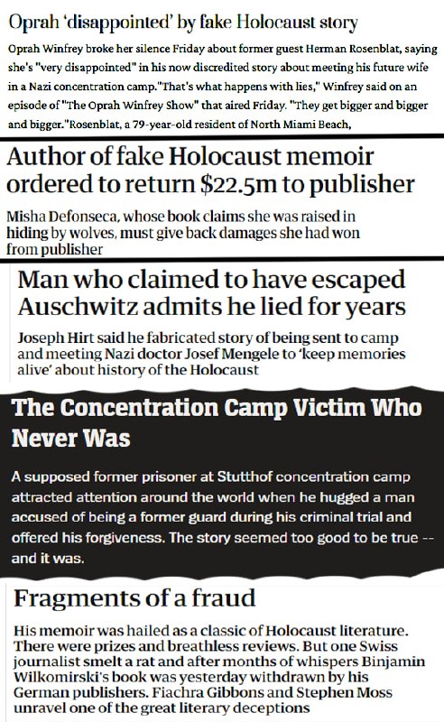 A few examples of the "Holohoax"