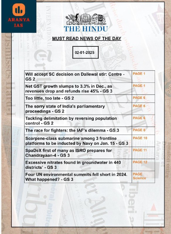 THE HINDU : Must Read Headlines …