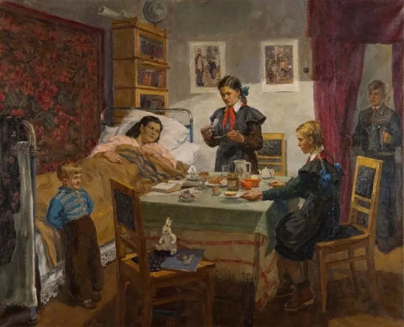 “At the sick teacher”, painting by …