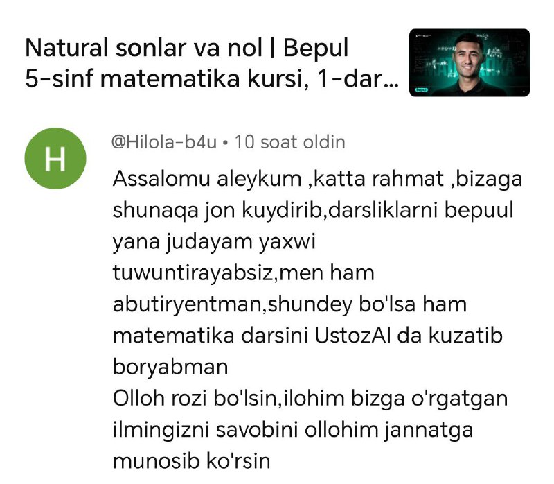 Ustoz AI | Izohlar va Natijalar …