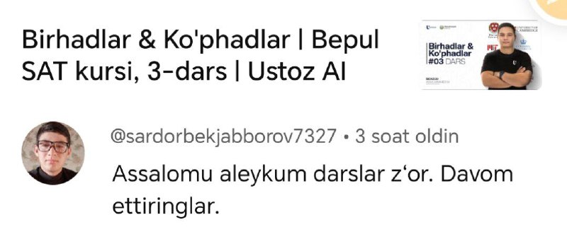 Ustoz AI | Izohlar va Natijalar …