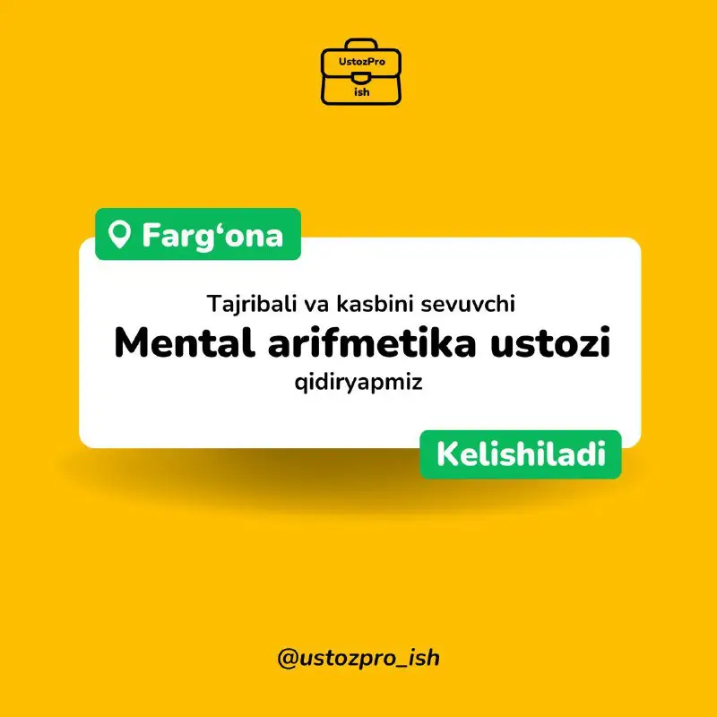 **Mental arifmetika ustozi kerak**