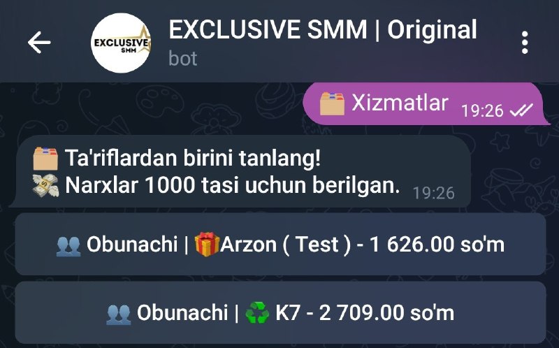 Atigi 1000 so'm uchun Telegram obunachiga …