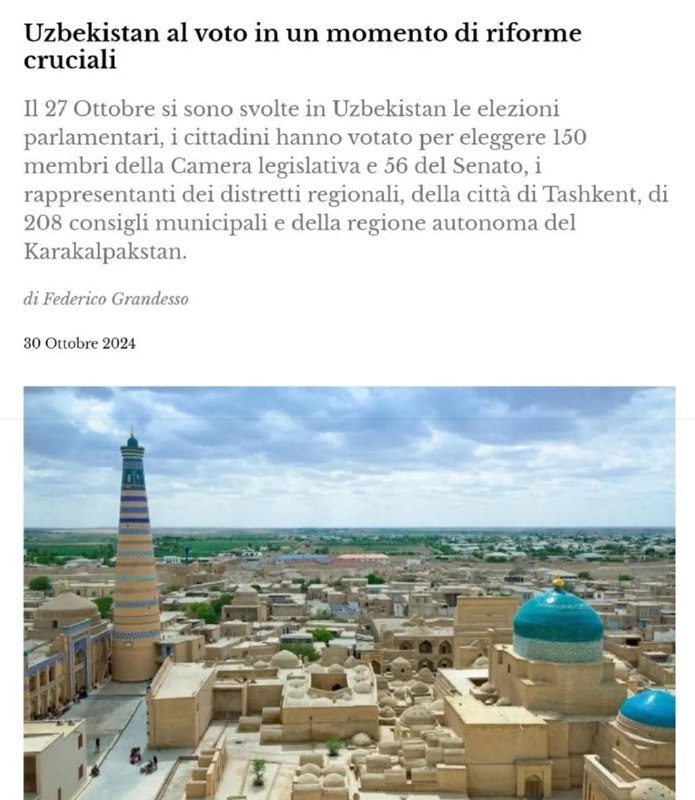 **"Il Giornale d'Italia" nashri: O'zbekistonda fuqarolarning …