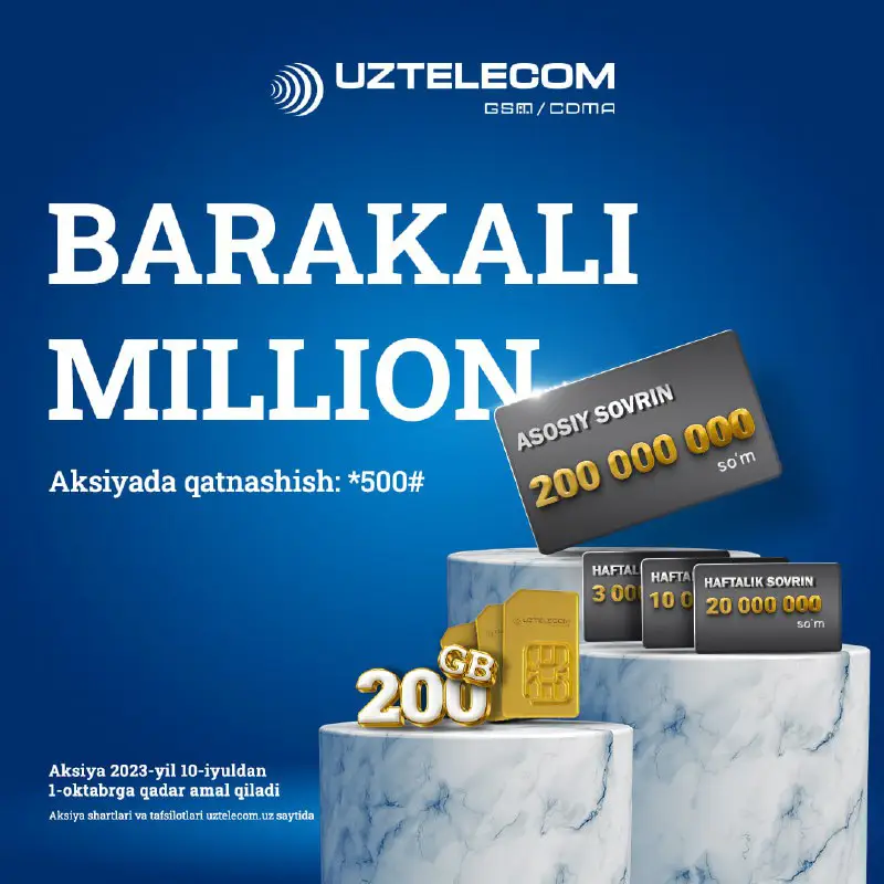 *****🥳***** [UZTELECOM](http://t.me/uzonline)**dan baxtli MILLIONLAR va boshqa …