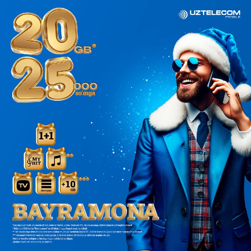 ***🎄*** [**UZTELECOM**](http://t.me/uzonline) **dan sovg‘alar bilan bayramona …