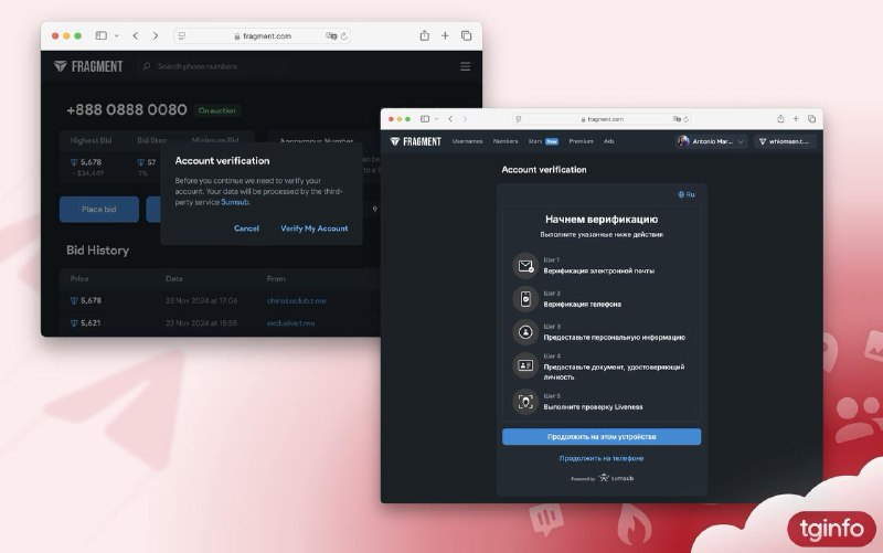 ***🥰*** **Telegram拍卖平台Fragment引进强制KYC，使用Sumsub的第三方认证服务**