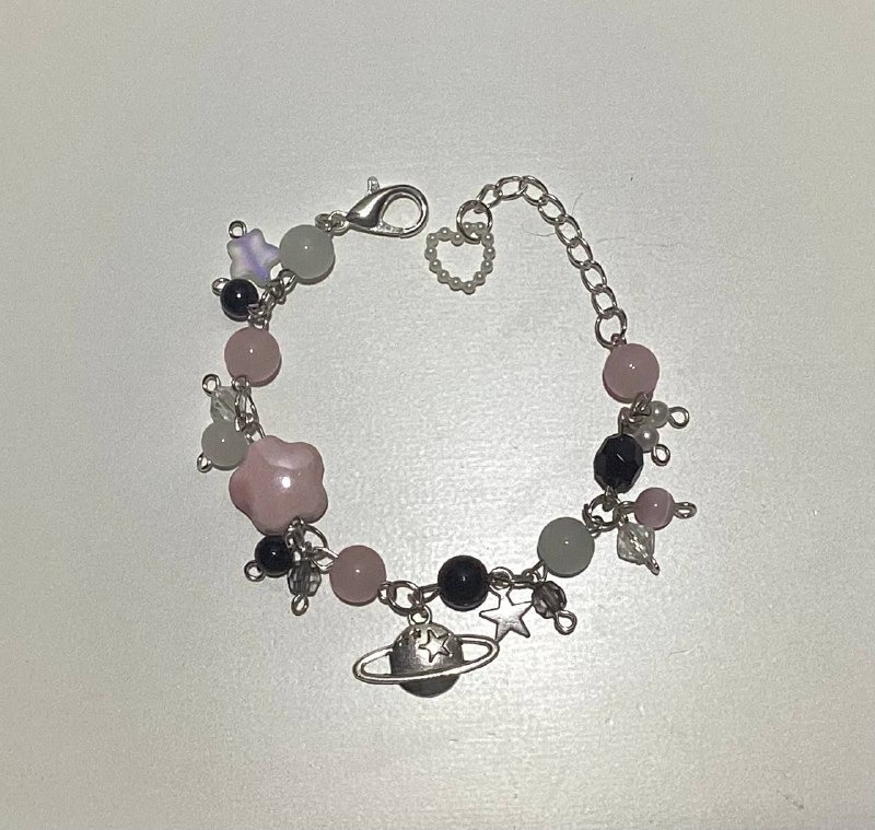 ⋆.ೃ࿔*:･✧ Pink saturn bracelet