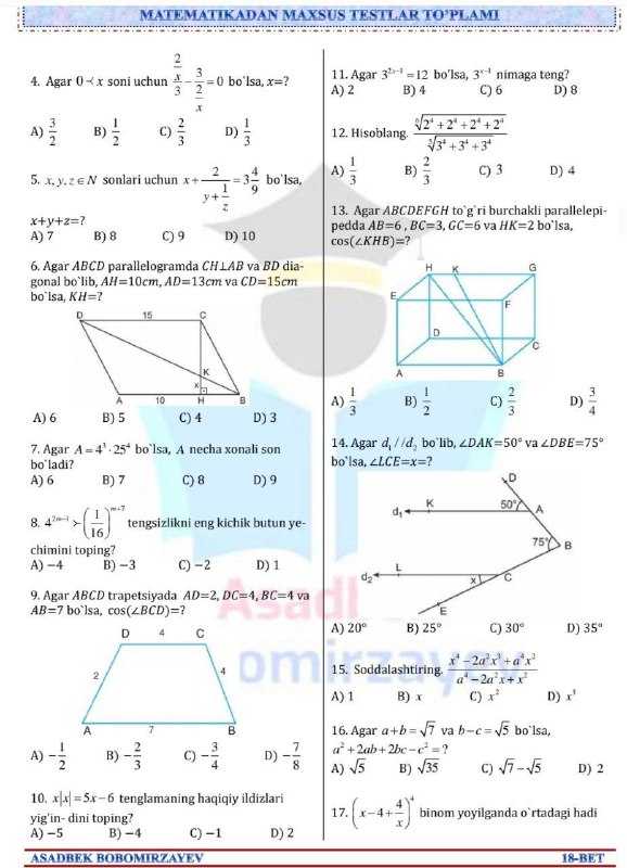 VARIANT matematika