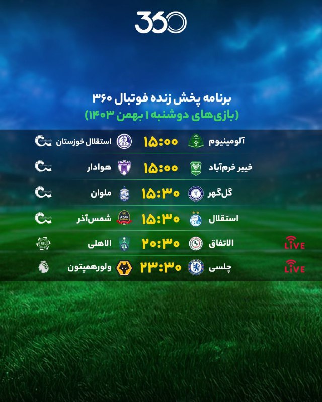 برنامه بازی‌‌‌‌‌‌‌‌‌‌‌‌های امروز