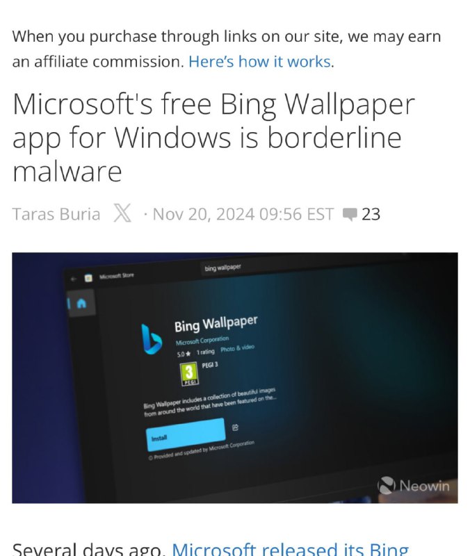 Microsoft's new Bing Wallpaper app is …