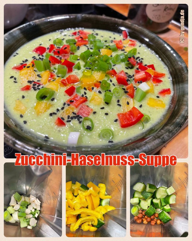 **Zucchini-Haselnuss-Suppe mit Leinöl**