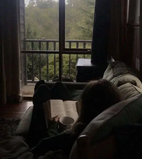 Reading book while it's raining outside …