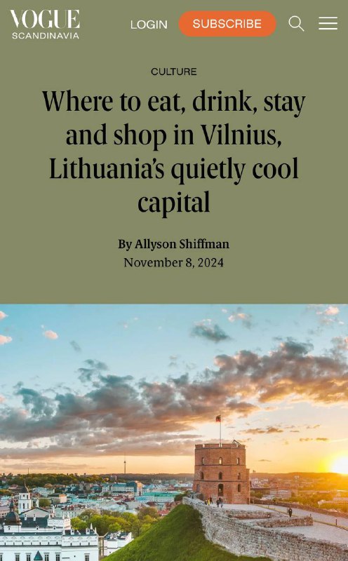 Любопытный [**путеводитель по Вильнюсу**](https://www.voguescandinavia.com/articles/vogue-guide-vilnius-lithuania) от Vogue …