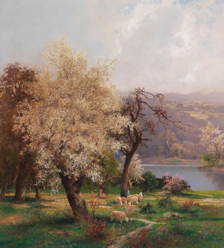 *A Lake Landscape in Spring, by …