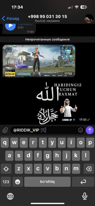 **Ak sotild***❤️*** ***✅*** daveriya ga*****😎*****Biz :**[**@RIDDIK\_VIP**](https://t.me/RIDDIK_VIP)***🫶🏻*** …