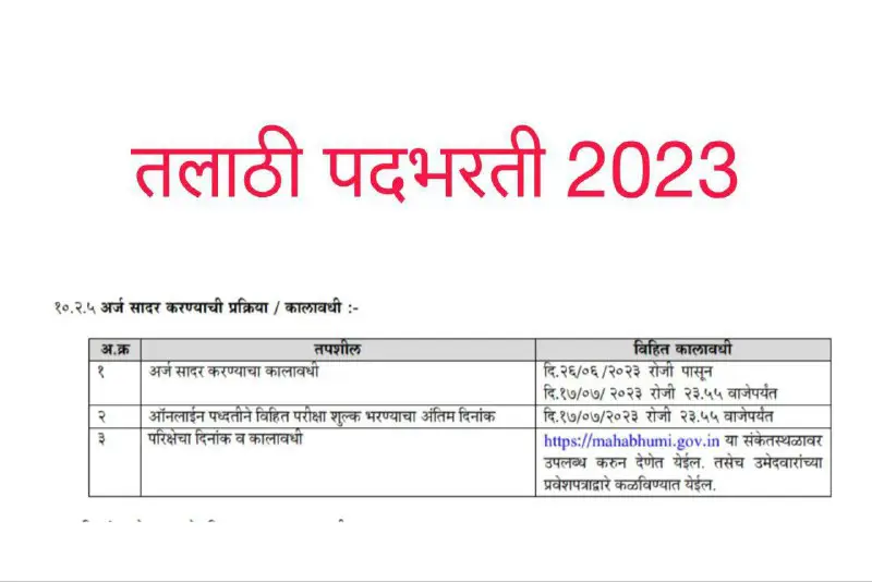 तलाठी भरती जाहिरात 2023