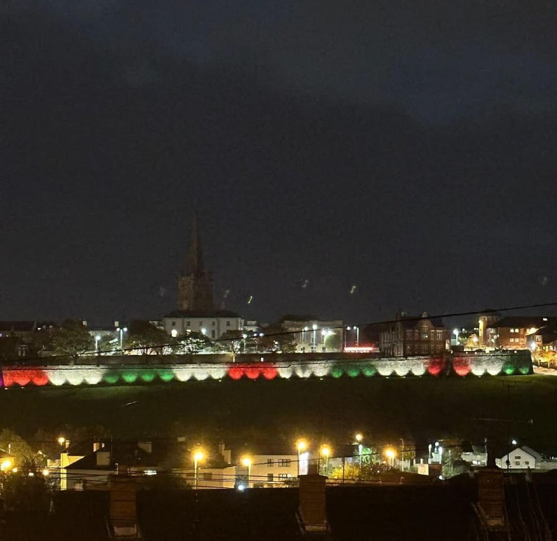 Derry's walls lit up in the …