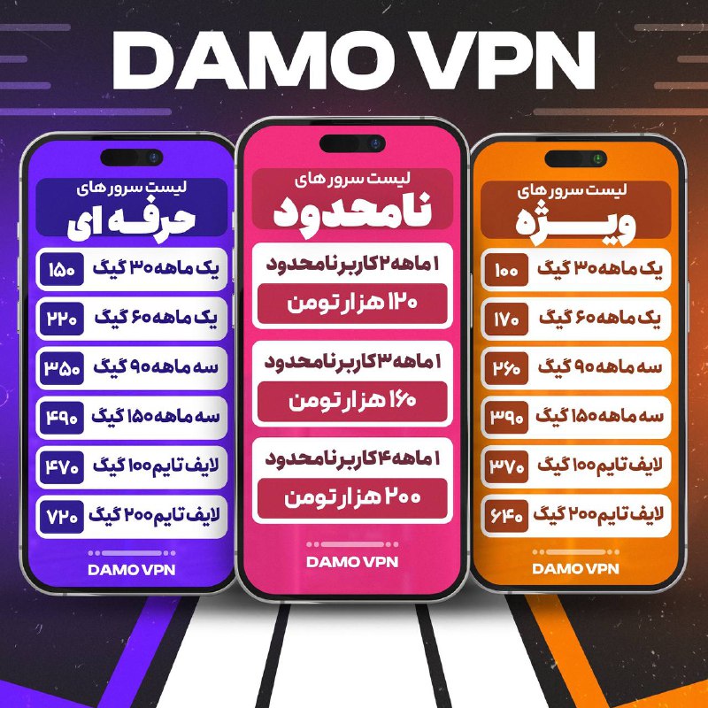 **تفاوت سرویس‌های** DAMOVPN