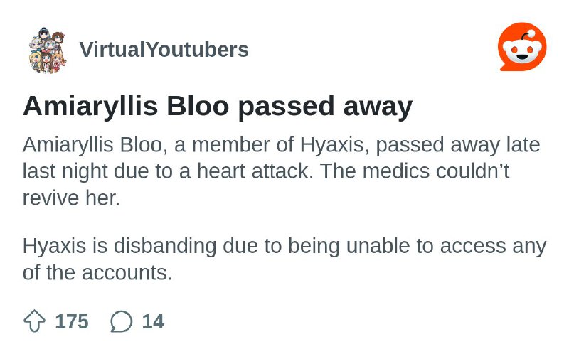 Amiaryllis Bloo passed away