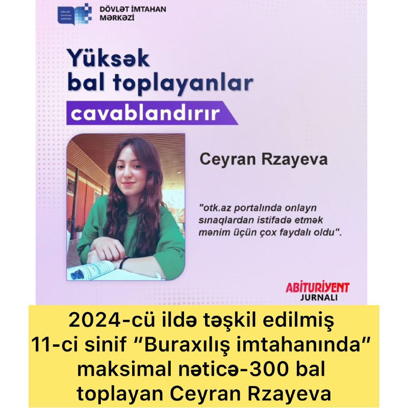 Ceyran Rzayeva 9 illik təhsilini Masallı …