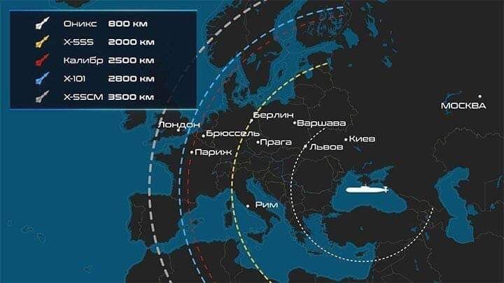 Досягаемость самых обычных российских ракет.