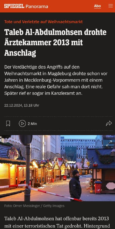 **Der Terrorist von Magdeburg drohte schon …