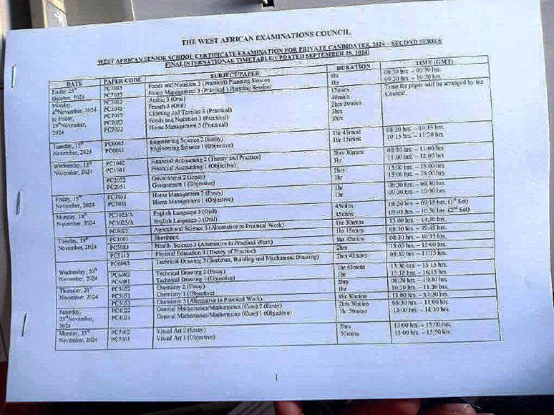 NOVDEC 2024 TIMETABLE