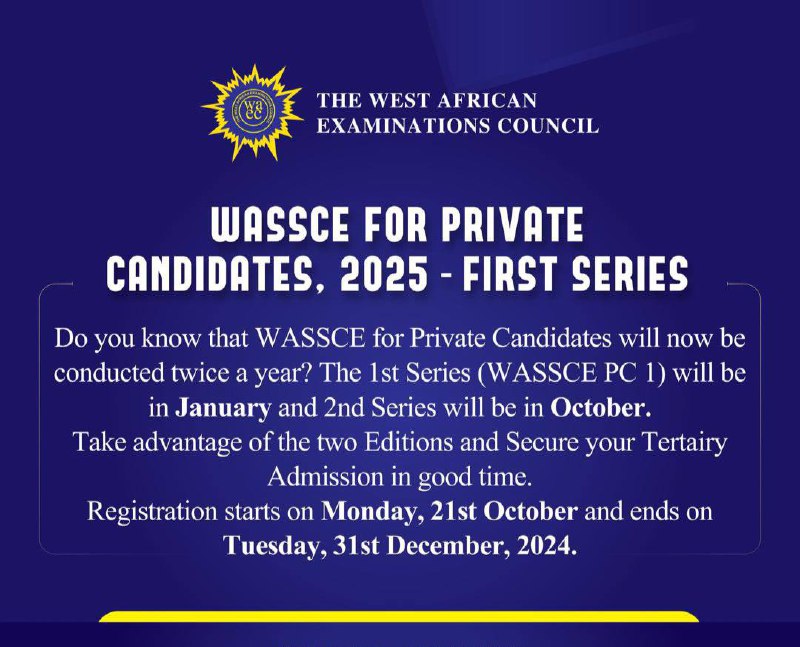 **BREAKING** ***🚨***: WASSCE for Private Candidates …