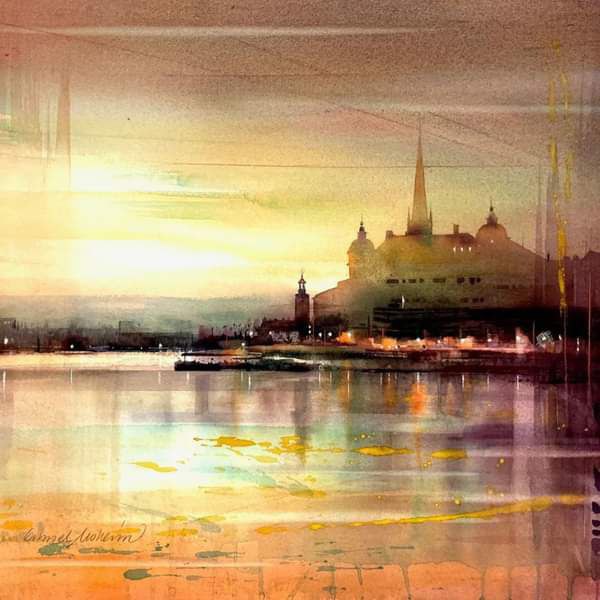 Watercolor by Gunnel Moheim, Swedish artist