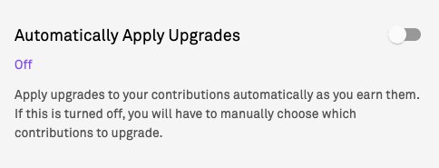 **Automatische Upgrades standardmäßig ausgeschaltet**