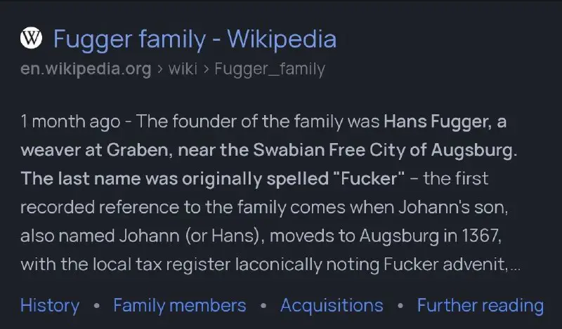 Fun fact: The Fuggers original name …