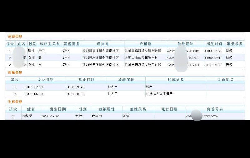 计生 计划生育记录